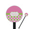 Pink & Green Dots Black Plastic 5.5" Stir Stick - Round - Closeup