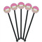 Pink & Green Dots Black Plastic 5.5" Stir Stick - Round - Fan View