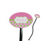 Pink & Green Dots Black Plastic 7" Stir Stick - Oval - Closeup