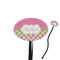 Pink & Green Dots 7" Oval Plastic Stir Sticks - Black - Single Sided (Personalized)