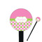 Pink & Green Dots Black Plastic 7" Stir Stick - Round - Closeup