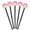 Pink & Green Dots Black Plastic 7" Stir Stick - Round - Fan View