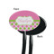 Pink & Green Dots Black Plastic 7" Stir Stick - Single Sided - Oval - Front & Back