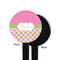 Pink & Green Dots Black Plastic 7" Stir Stick - Single Sided - Round - Front & Back