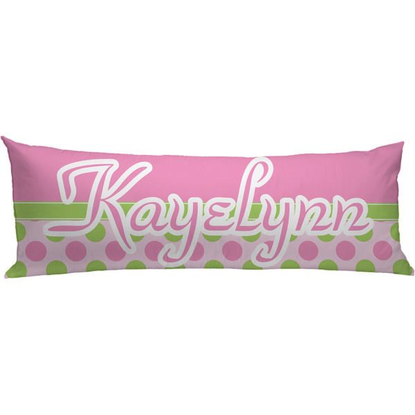 Custom Pink & Green Dots Body Pillow Case (Personalized)