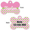 Pink & Green Dots Bone Shaped Dog ID Tag - Large - Approval
