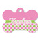 Pink & Green Dots Bone Shaped Dog ID Tag (Personalized)