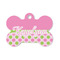 Pink & Green Dots Bone Shaped Dog ID Tag - Small (Personalized)