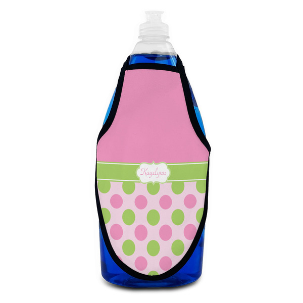 Pink & Green Dots Bottle Apron - Soap - FRONT
