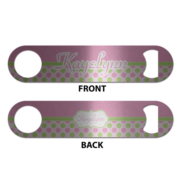 Pink & Green Dots Bottle Opener - Front & Back