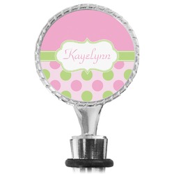 Pink & Green Dots Wine Bottle Stopper (Personalized)