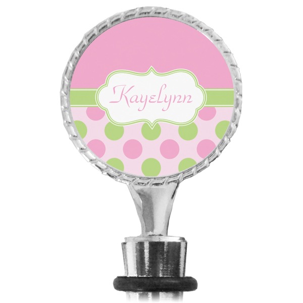 Pink & Green Dots Bottle Stopper Main View