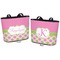 Pink & Green Dots Bucket Totes w/ Genuine Leather Trim - Regular - Front and Back - Apvl