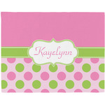 Pink & Green Dots Woven Fabric Placemat - Twill w/ Name or Text