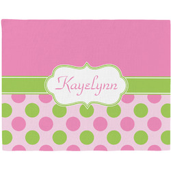 Pink & Green Dots Woven Fabric Placemat - Twill w/ Name or Text