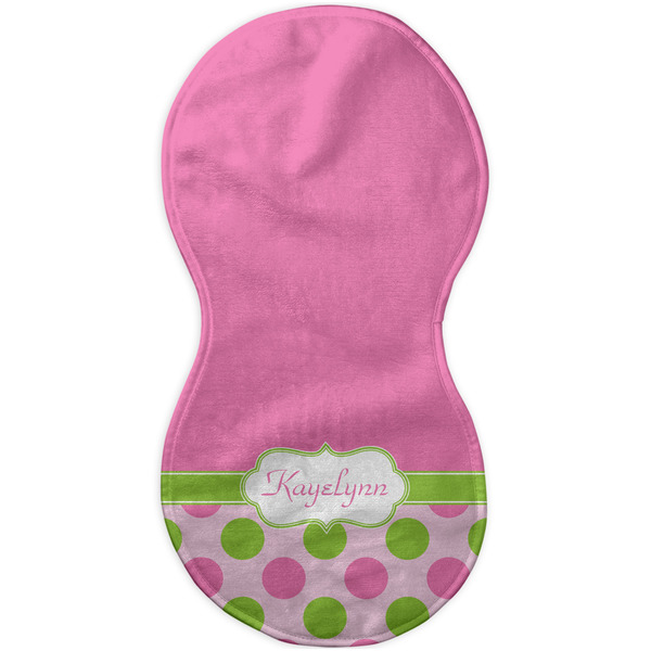 Pink & Green Dots Burp Peanut Shaped Flat