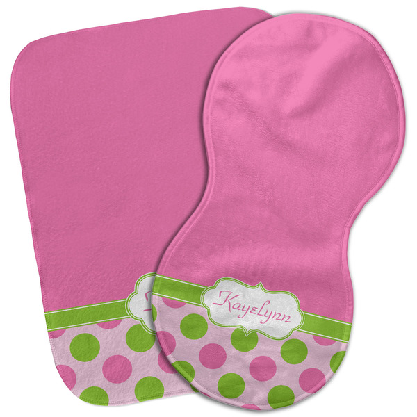 Custom Pink & Green Dots Burp Cloth (Personalized)