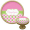 Pink & Green Dots Cabinet Knob - Gold - Multi Angle