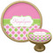 Pink & Green Dots Cabinet Knob - Gold (Personalized)