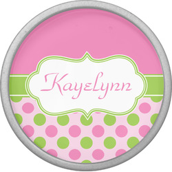 Pink & Green Dots Cabinet Knob (Silver) (Personalized)