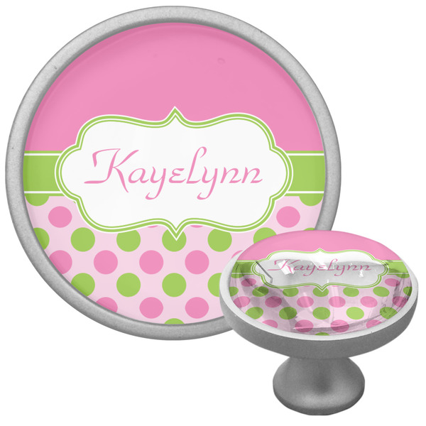 Custom Pink & Green Dots Cabinet Knob (Personalized)