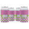 Pink & Green Dots Can Cooler (12 oz) - Set of 4 w/ Name or Text