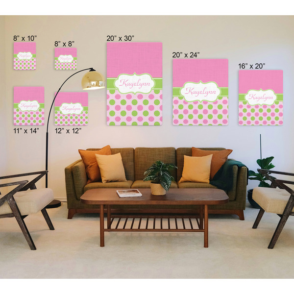 Pink & Green Dots Canvas Prints - Multiple Sizes