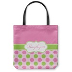 Pink & Green Dots Canvas Tote Bag - Large - 18"x18" (Personalized)