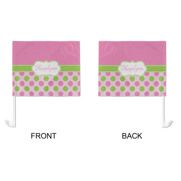 Pink & Green Dots Car Flag - Large - APPROVAL