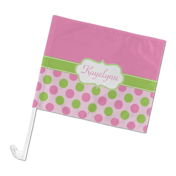 Custom Pink & Green Dots Car Flag - Large (Personalized)
