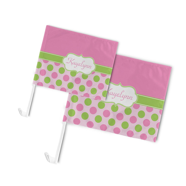 Pink & Green Dots Car Flags - PARENT MAIN (both sizes)