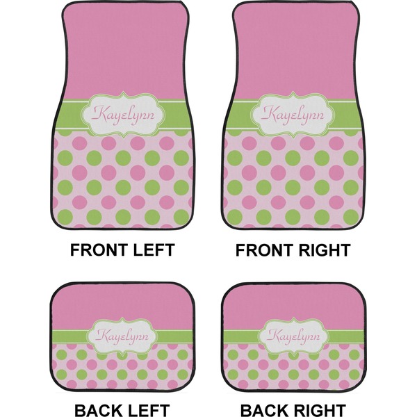 Pink & Green Dots Car Floor Mats Set (2F + 2B)