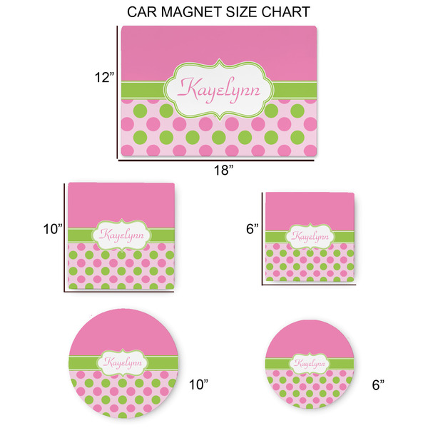 Pink & Green Dots Car Magnets - SIZE CHART