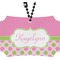 Pink & Green Dots Rear View Mirror Ornament (Personalized)