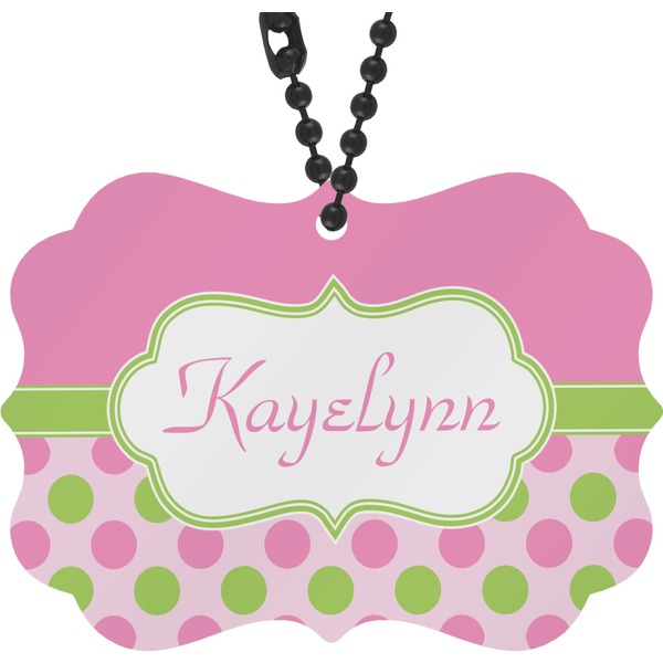 Custom Pink & Green Dots Rear View Mirror Charm (Personalized)