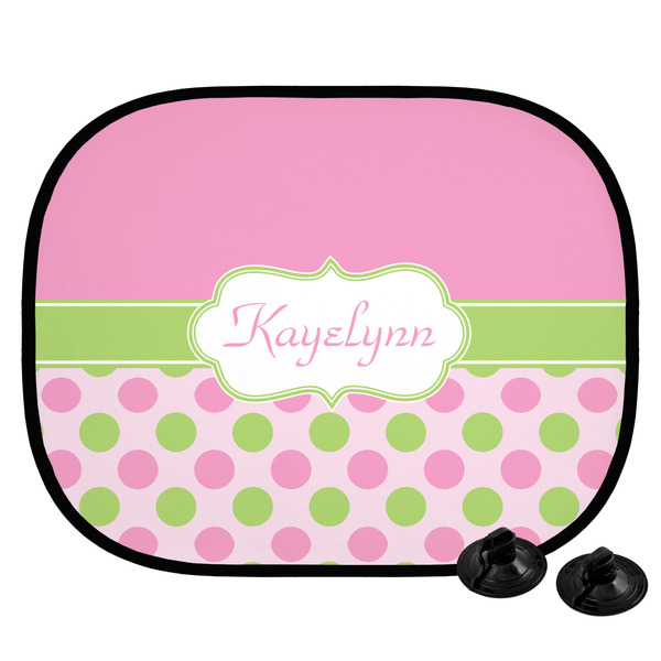 Custom Pink & Green Dots Car Side Window Sun Shade (Personalized)