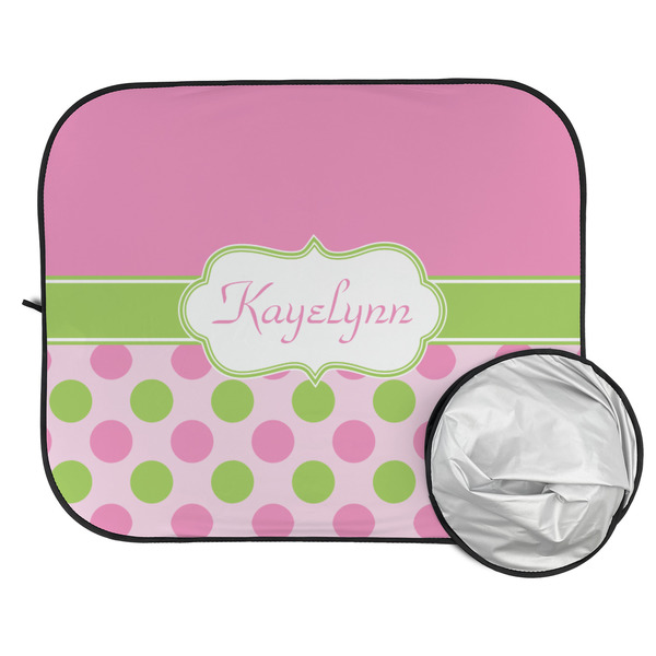 Pink & Green Dots Car Sun Shades - FOLDED & UNFOLDED