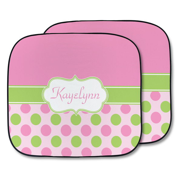 Custom Pink & Green Dots Car Sun Shade - Two Piece (Personalized)