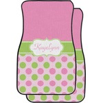 Pink & Green Dots Car Floor Mats (Front Seat) (Personalized)
