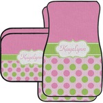 Pink & Green Dots Car Floor Mats Set - 2 Front & 2 Back (Personalized)