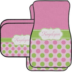 Pink & Green Dots Car Floor Mats Set - 2 Front & 2 Back (Personalized)