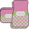Pink & Green Dots Car Floor Mats Set - 2 Front & 2 Back (Personalized)