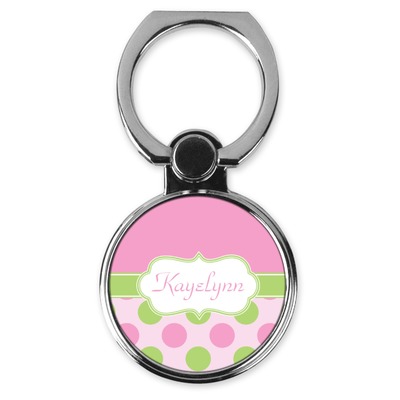 Pink & Green Dots Cell Phone Ring Stand & Holder (Personalized)