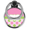 Pink & Green Dots Cell Phone Ring Stand & Holder - Front (Collapsed)
