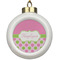 Pink & Green Dots Ceramic Ball Ornament (Personalized)