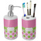 Pink & Green Dots Ceramic Bathroom Accessories