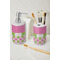 Pink & Green Dots Ceramic Bathroom Accessories - LIFESTYLE (toothbrush holder & soap dispenser)