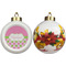 Pink & Green Dots Ceramic Christmas Ornament - Poinsettias (APPROVAL)