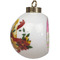 Pink & Green Dots Ceramic Christmas Ornament - Poinsettias (Side View)
