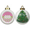 Pink & Green Dots Ceramic Christmas Ornament - X-Mas Tree (APPROVAL)